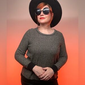 MADEWELL / Black & Cream Crew Neck Sweater / Small